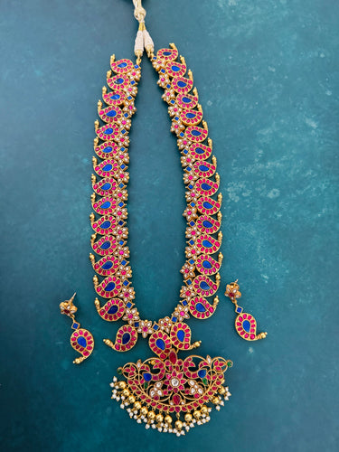 Jadau Kundan Mango Haram | Real Kemp Stones | Removable Pendant | Brass Base | Gold Polish | Free Shipping | Ships from California